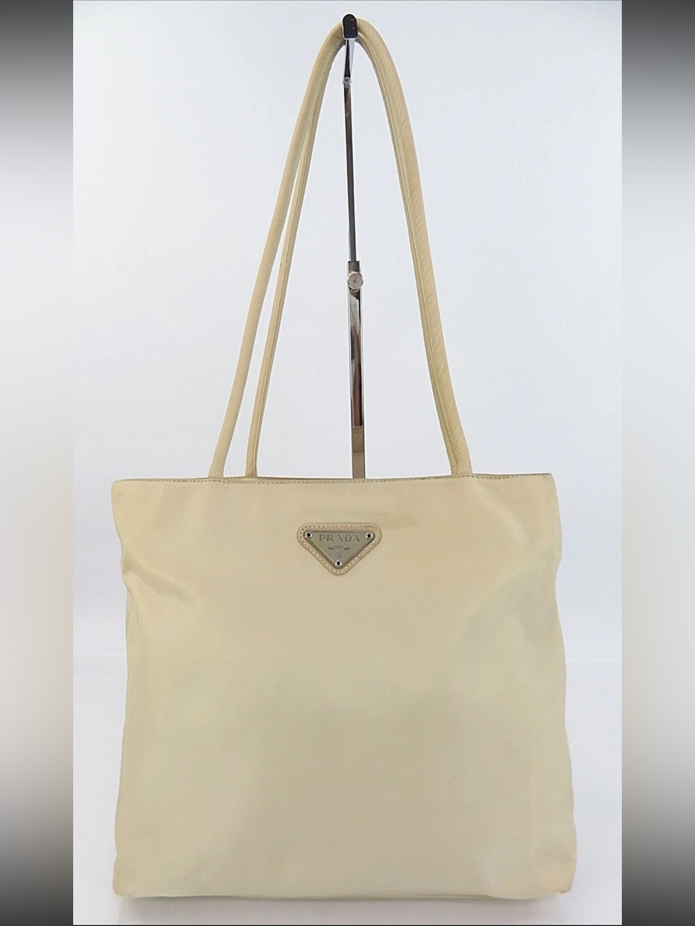 Mulberry Cream Nylon Tote Bag with Double Shoulder Straps